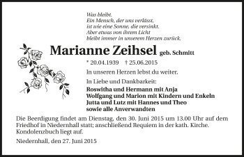 Traueranzeige von Marianne Zeihsel 