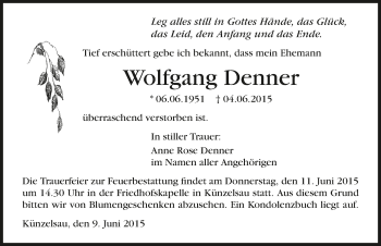 Traueranzeige von Wolfgang Denner 