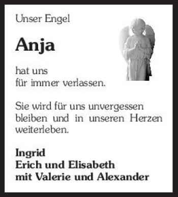 Traueranzeige von Anja Anja 