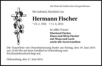 Traueranzeige von Hermann Fischer 