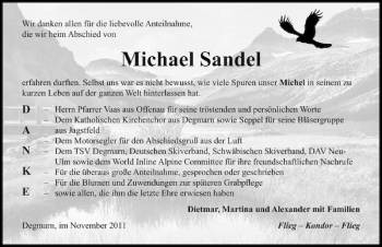 Traueranzeige von Michael Sandel 