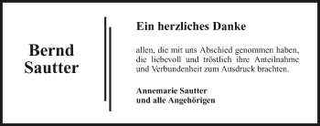 Traueranzeige von Bernd Sautter 