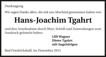 Traueranzeige von Hans-Joachim Tgahrt 