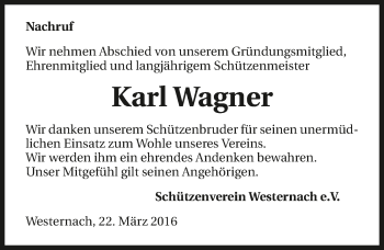 Traueranzeige von Karl Wagner 
