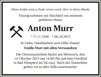 Traueranzeige von Anton Murr 