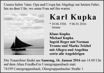 Traueranzeige von Karl Kupka