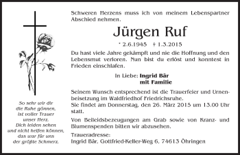 Traueranzeige von Jürgen Ruf 