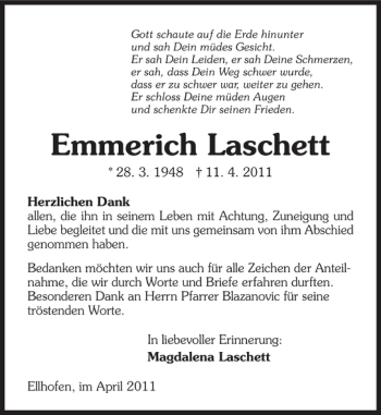 Traueranzeige von Emmerich Laschett 