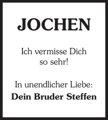 Traueranzeige von Jochen Sturm 