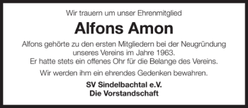 Traueranzeige von Alfons Amon 