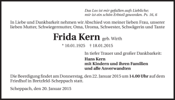 Traueranzeige von Frida Kern 