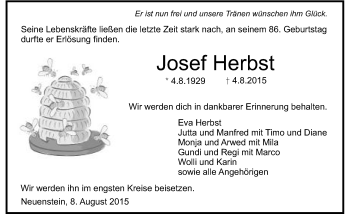 Traueranzeige von Josef Herbst 