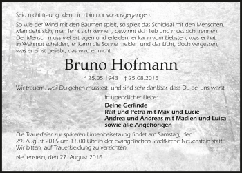 Traueranzeige von Bruno Hofmann 