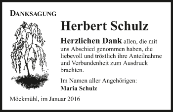 Traueranzeige von Herbert Schulz 