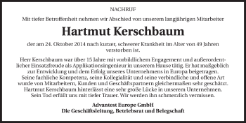 Traueranzeige von Hartmut Kerschbaum 