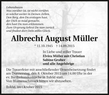 Traueranzeige von Albrecht August Müller 