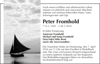 Traueranzeige von Peter Fromhold 