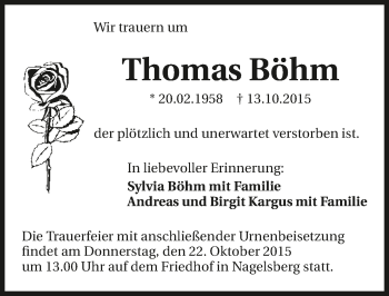 Traueranzeige von Thomas Böhm 