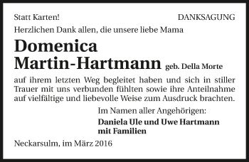 Traueranzeige von Domenica Martin-Hartmann 