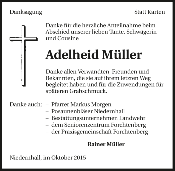 Traueranzeige von Adelheid Müller 