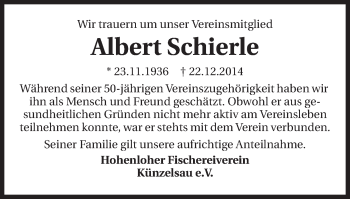 Traueranzeige von Albert Schierle 