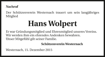 Traueranzeige von Hans Wolpert 