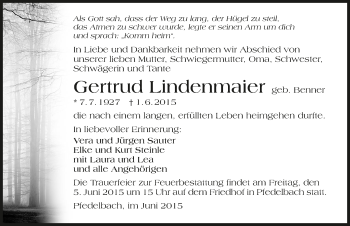 Traueranzeige von Gertrud Lindenmaier 