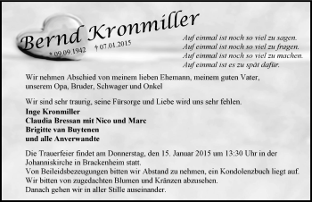 Traueranzeige von Bernd Kronmiller 