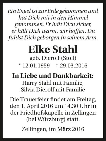 Traueranzeige von Elke Stahl 