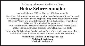 Traueranzeige von Heinz Schrezenmaier 