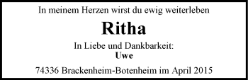 Traueranzeige von Ritha Barbara Mannuß 