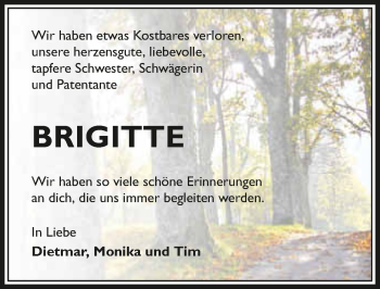 Traueranzeige von Brigitte Schmidt 