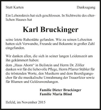 Traueranzeige von Karl Bruckinger 