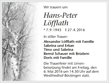 Traueranzeige von Hans-Peter Löfflath 