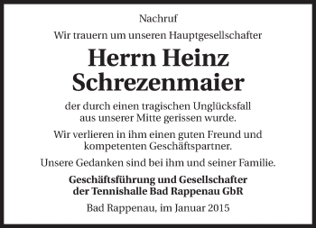 Traueranzeige von Heinz Schrezenmaier 