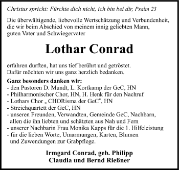 Traueranzeige von Lothar Conrad 