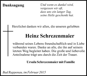 Traueranzeige von Heinz Schrezenmaier 