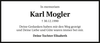 Traueranzeige von Karl Mogler 