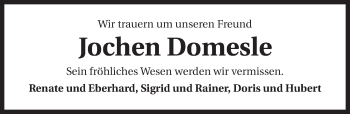 Traueranzeige von Jochen Domesle 