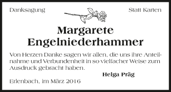 Traueranzeige von Margarete Engelniederhammer 