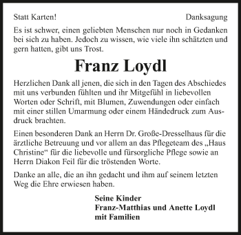 Traueranzeige von Franz Loydl 