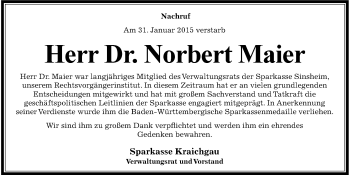 Traueranzeige von Norbert Maier 