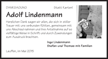 Traueranzeige von Adolf Lindenmann 