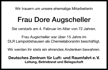 Traueranzeige von Dore Augscheller 