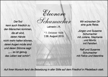 Traueranzeige von Eleonore Schumacher 