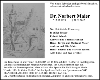 Traueranzeige von Norbert Maier 