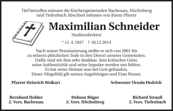 Traueranzeige von Maximilian Schneider 