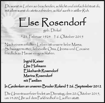 Traueranzeige von Else Rosendorf 