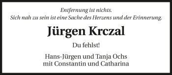 Traueranzeige von Jürgen Krczal 