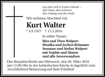 Traueranzeige von Kurt Walter 